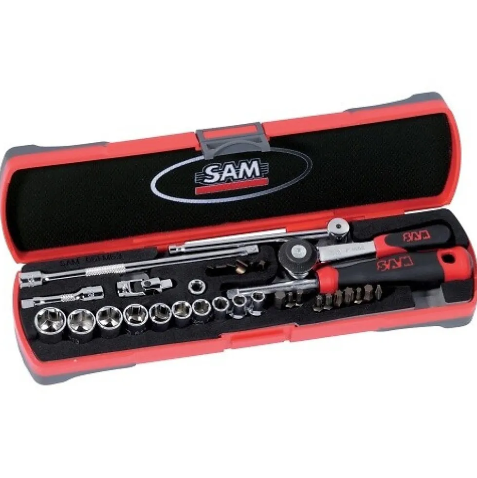 Coffret 1/4'' douilles et accessoires - 33 pièces SAM OUTILLAGE
