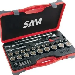 Coffret 1/2'' 12 pans douilles, cliquet et accessoires - 32 pièces SAM OUTILLAGE