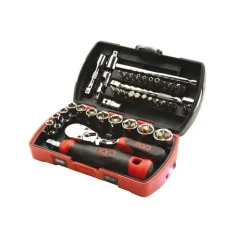 Coffret Pocket Light 39 douilles et accessoires 1/4'' avec cliquet SAM OUTILLAGE