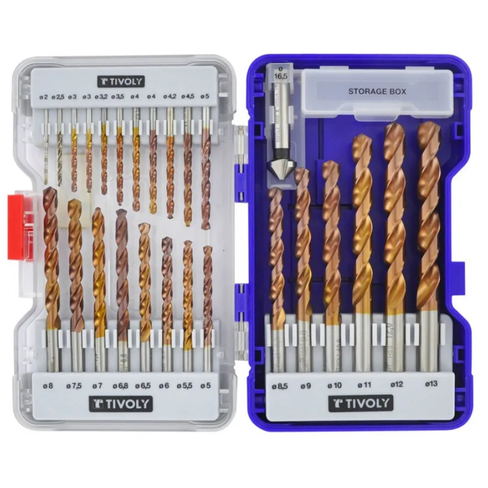 Coffrets de 25 mèches acier Bumper B TZX, 2 à 13 mm + fraise TIVOLY