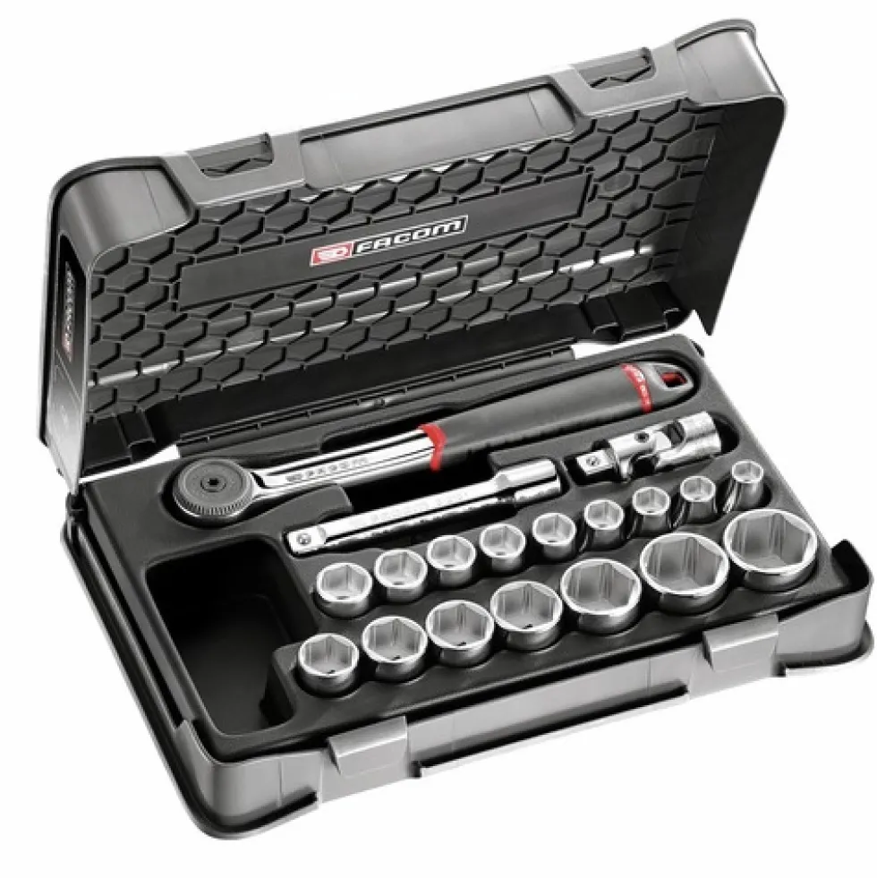 Coffret standard 19 pièces - cliquet - douilles - S 161-2P6PB FACOM