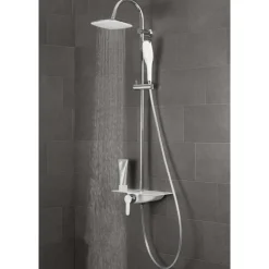 Colonne de douche avec mitigeur et tablette blanche - Waterway SCHÜTTE
