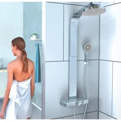 Colonne de douche avec tablette - thermostatique - chromé - Samoa Rain SCHÜTTE