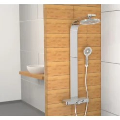 Colonne de douche avec tablette - thermostatique - chromé - Samoa Rain SCHÜTTE