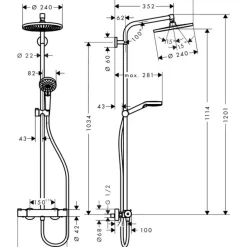 Colonne de douche thermostatique Showerpipe Crometta S 240 HANSGROHE