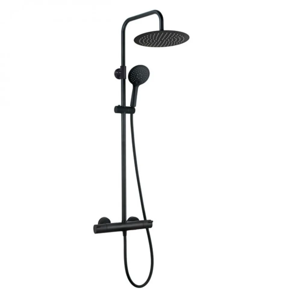 Colonne de douche thermostatique - douche de tête ronde - noire - COLORS KRAMER
