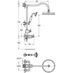 Colonne de douche thermostatique rétro Lady's - finition chromé PAINI