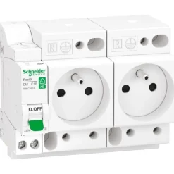 Combiné disjoncteur + double prise de courant embrochables XE SCHNEIDER