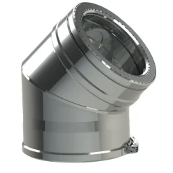 Coude 45° - double paroi Duoten - Inox isolé - avec bride de sécurité TEN