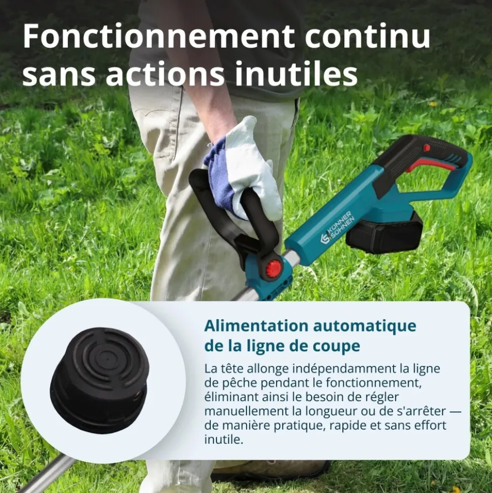 Coupe-bordures à batterie 20V + manche télescopique - Solo - KS CST-20V KONNER & SOHNEN
