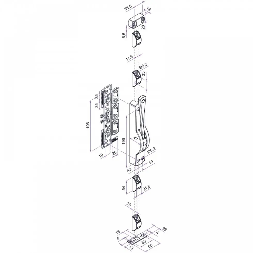 Crémone pompier à levier - aluminium - OMNiiA TIRARD