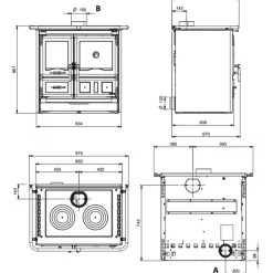 Cuisinière à bois en fonte 9,5 kW - Noir anthracite - Rosa L.16 Steel LA NORDICA EXTRAFLAME