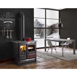 Cuisinière à bois en fonte 9,5 kW - Noir anthracite - Rosa L.16 Steel LA NORDICA EXTRAFLAME