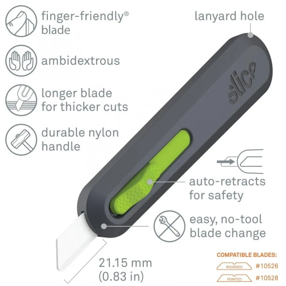 Cutter auto-rétractable avec lame céramique bout arrondi - 10554 SLICE