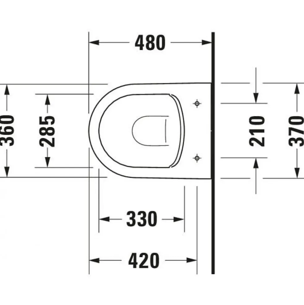 Cuvette WC suspendue compacte 480 mm sans bride - Soleil by Starck DURAVIT