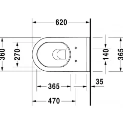Cuvette WC suspendue design - à fond creux - Starck 3 Durafix DURAVIT