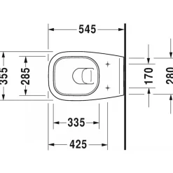 Cuvette WC suspendue à fond creux - 540 mm - D-Code DURAVIT