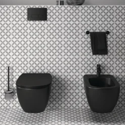 Cuvette WC suspendue sans bride noire mate avec abattant Tesi AquaBlade PORCHER