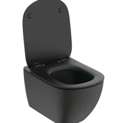 Cuvette WC suspendue sans bride noire mate avec abattant Tesi AquaBlade PORCHER