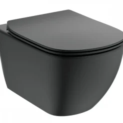 Cuvette WC suspendue sans bride noire mate avec abattant Tesi AquaBlade PORCHER