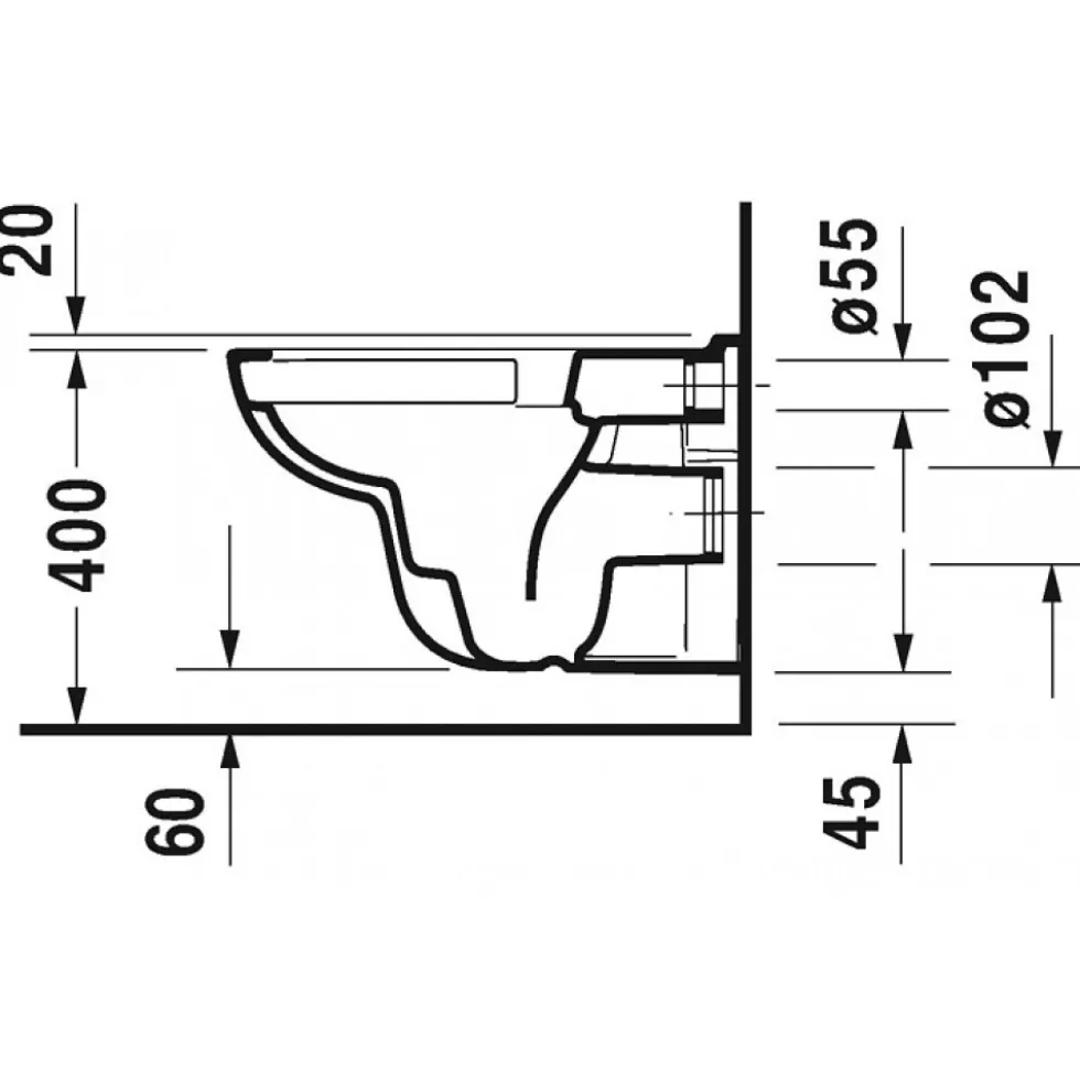 Cuvette WC suspendue sans bride D-Code Rimless DURAVIT