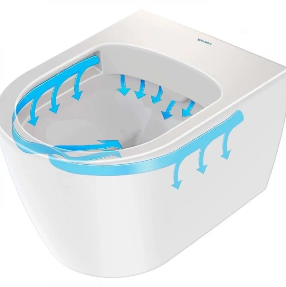 Cuvette WC suspendue sans bride à sortie horizontale Hygiène Flush Durafix DURAVIT
