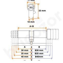 Cylindre à bouton ISR6 varié ISEO