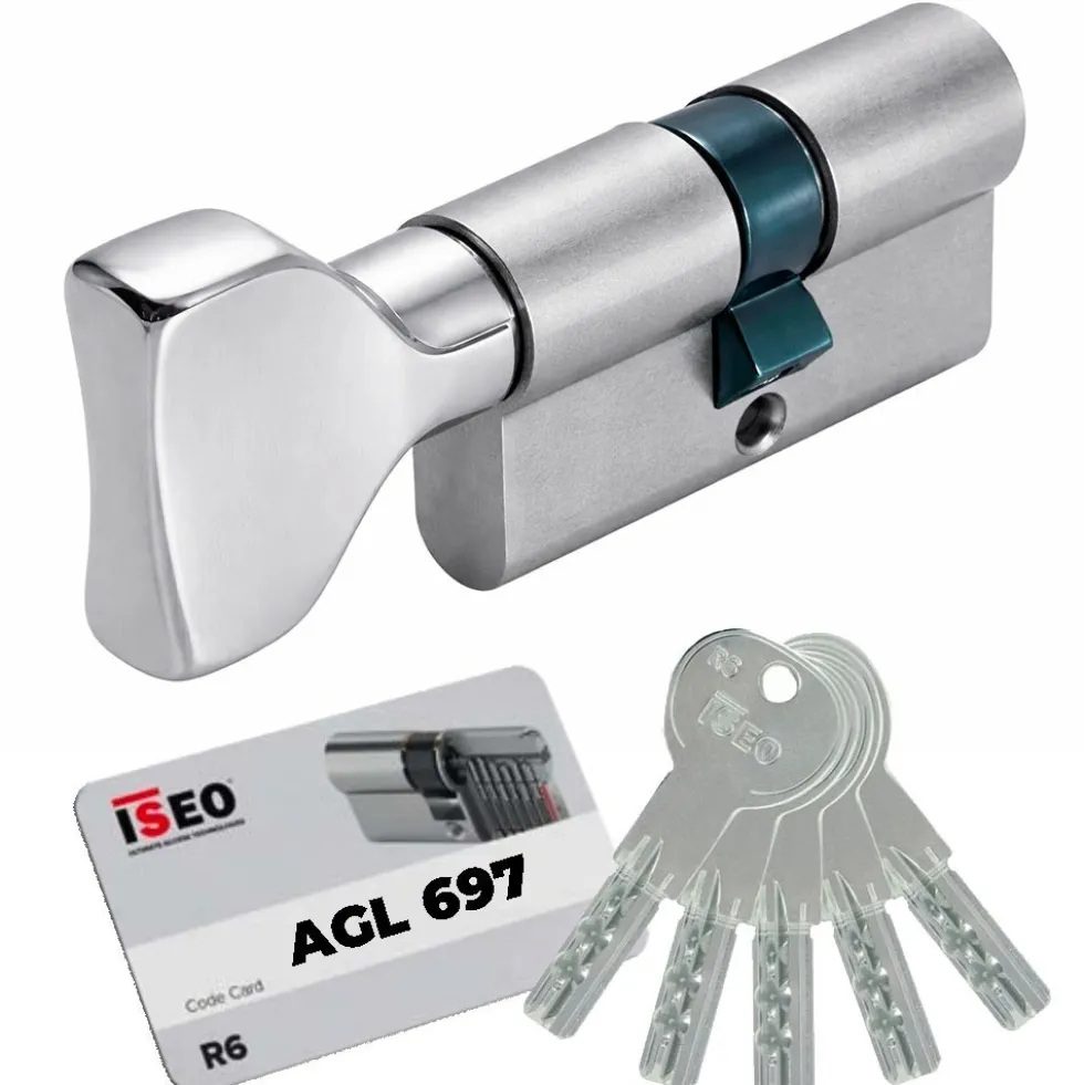 Cylindre à bouton s'entrouvrant sur variure AGL 697 laiton nickelé mat - ISR6 ISEO