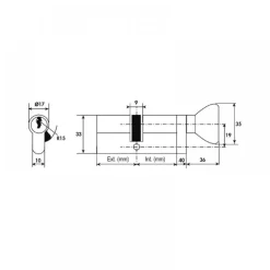 Cylindre à bouton varié poli - profil européen - 5 goupilles - TE-5 TESA Sécurité