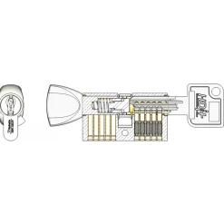 Cylindre double à bouton varié en laiton nickelé type HDI+ - 3 clés VACHETTE