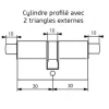Cylindre à double triangle de 14 mm - 30 x 30 mm - type pompier FTH THIRARD