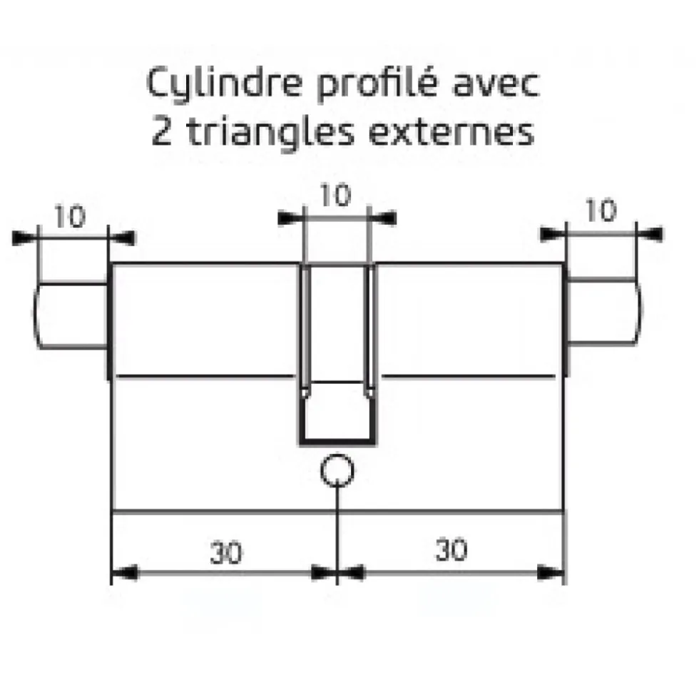 Cylindre à double triangle de 14 mm - 30 x 30 mm - type pompier FTH THIRARD