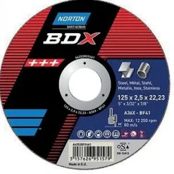 Disque de tronçonnage à moyeu déporté BDX - métal inox - Ø115mm - x 25 NORTON