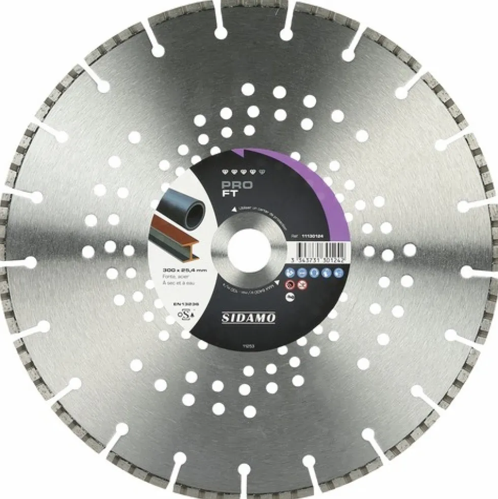 Disque diamant - jante segmentée - spécial fonte et acier - Pro FT SIDAMO
