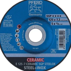 10 disques à ébarber déporté céramique spécial acier + inox - 125x7x22,23mm - 7129 PFERD