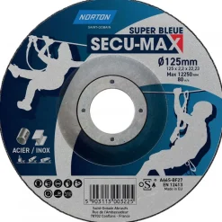 Disques à tronçonner et à ébarber Super Bleue Secu-max Ø125x2,2x22,23 mm, moyeu déporté NORTON