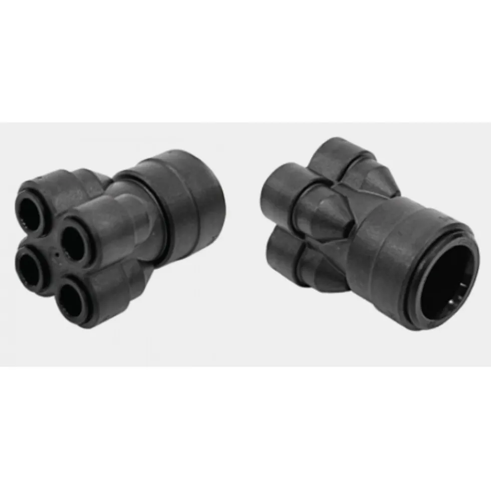 Distributeur 4 voies noir - instantané- 1X22 mm/4X10 mm - Speedfit John Guest