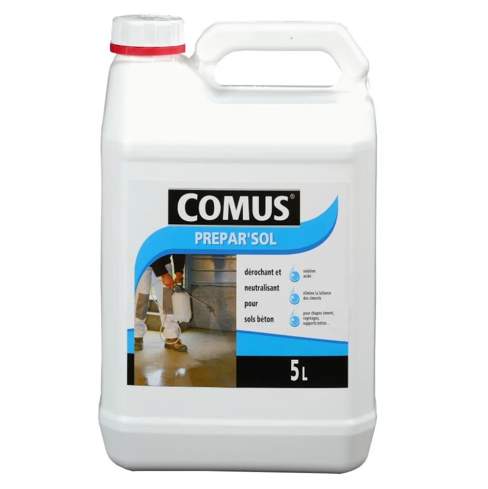 Dérochant et neutralisant sols béton - 5 litres - Prepar'sol COMUS