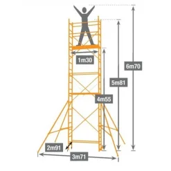 Échafaudage aluminium - hauteur de travail 6,70 m - Speed'UP XL CENTAURE