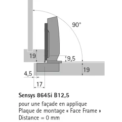 Embase charnière invisible - à cadre - réglage par excentrique - 8099 HETTICH