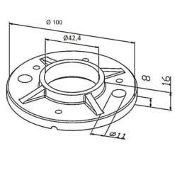 Embase à souder - diamètre 100mm - poteau garde-corps - inox Design Production