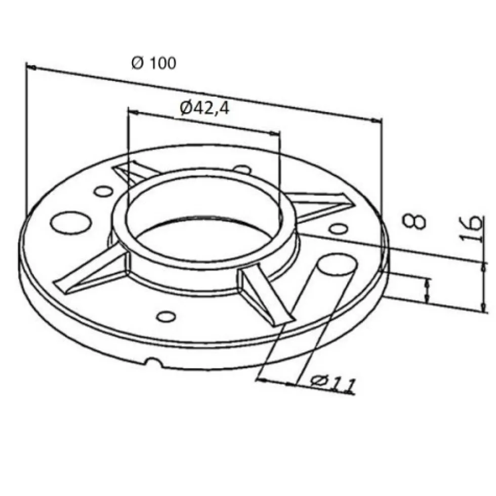 Embase à souder - diamètre 100mm - poteau garde-corps - inox Design Production