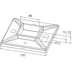 Embases à souder - pour poteau garde-corps - carré 40 x 40 mm - inox Design Production
