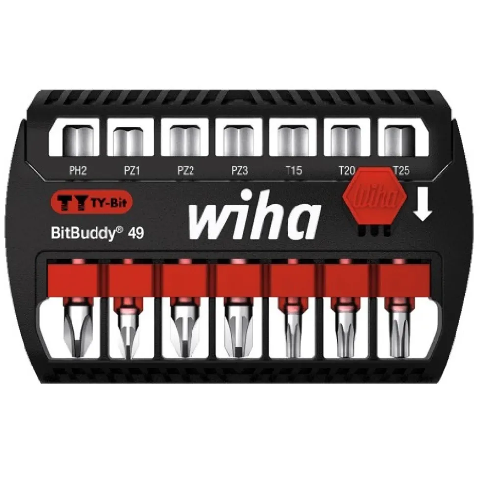 7 embouts longs TY Phillips/Pozidriv/Torx et porte-embouts Bitbuddy WIHA