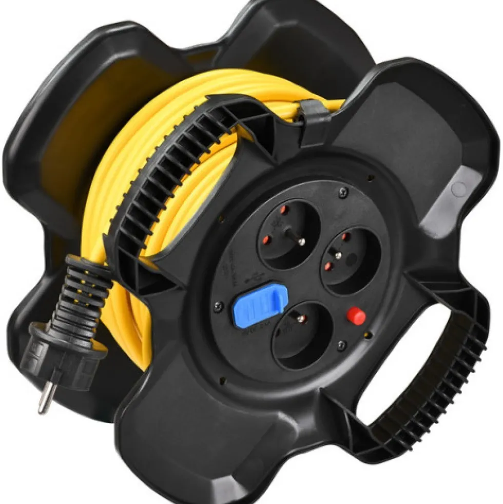 Enrouleur de câble - compact - 15m - 3G1,5 - 3 prises + USB - X-GUM BRENNENSTUHL