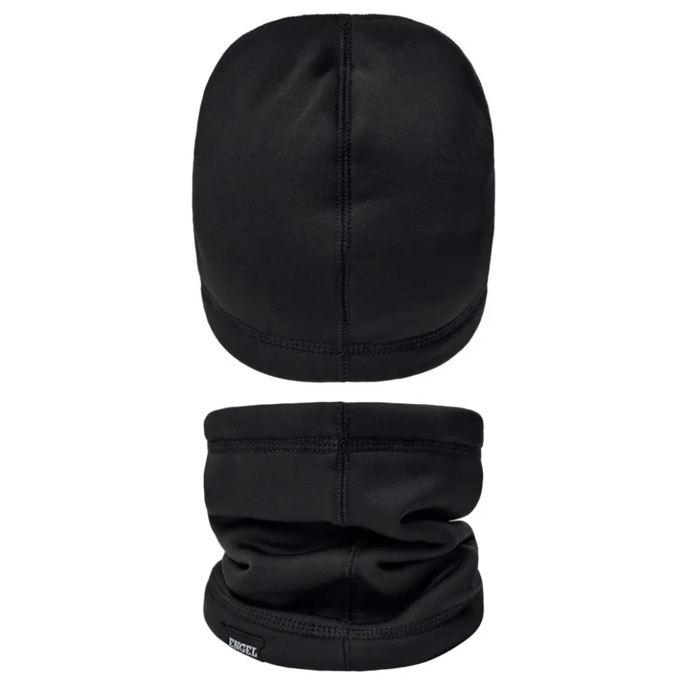 Ensemble bonnet et tour de cou en polaire noire ENGEL