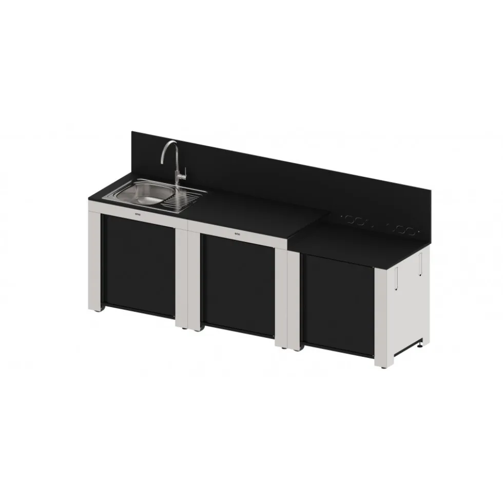 Ensemble cuisine Classic - 3 modules noir et inox ENO