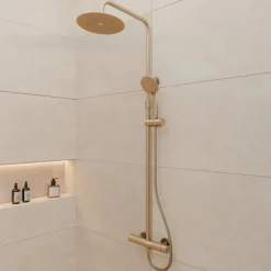 Ensemble de douche à l'italienne 120 cm - finition or brossé - pack complet AURLANE