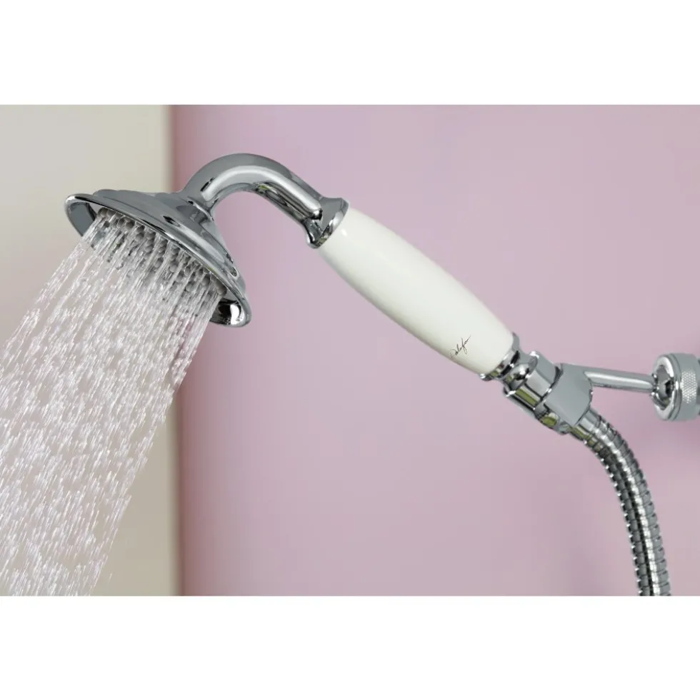 Ensemble de douche rétro avec barre et douchette - chromé - Louise JACOB DELAFON