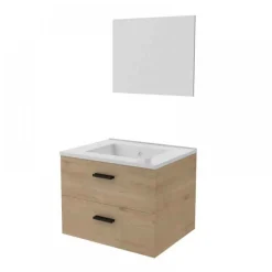 Ensemble meuble vasque salle de bains - 60 cm - 2 tiroirs - bois - Lift AURLANE